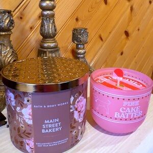 BBW Main Street Bakery + PINK Cake Batter Candle Bundle Gourmand Sweet Set